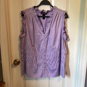 Lane Bryant Lavender Ruffled Sleeveless Blouse